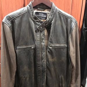 Men’s lucky brand 2 tone leather biker jacket